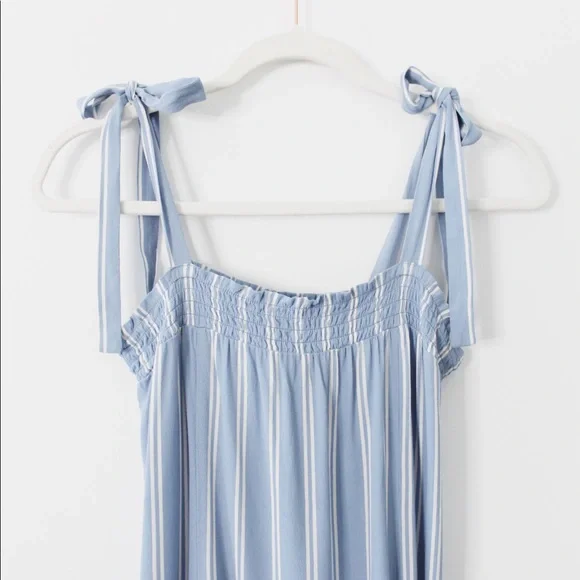 Privacy Please / Revolve Tobi Striped Tie Strap Mini Dress in Blue - Picture 9 of 11
